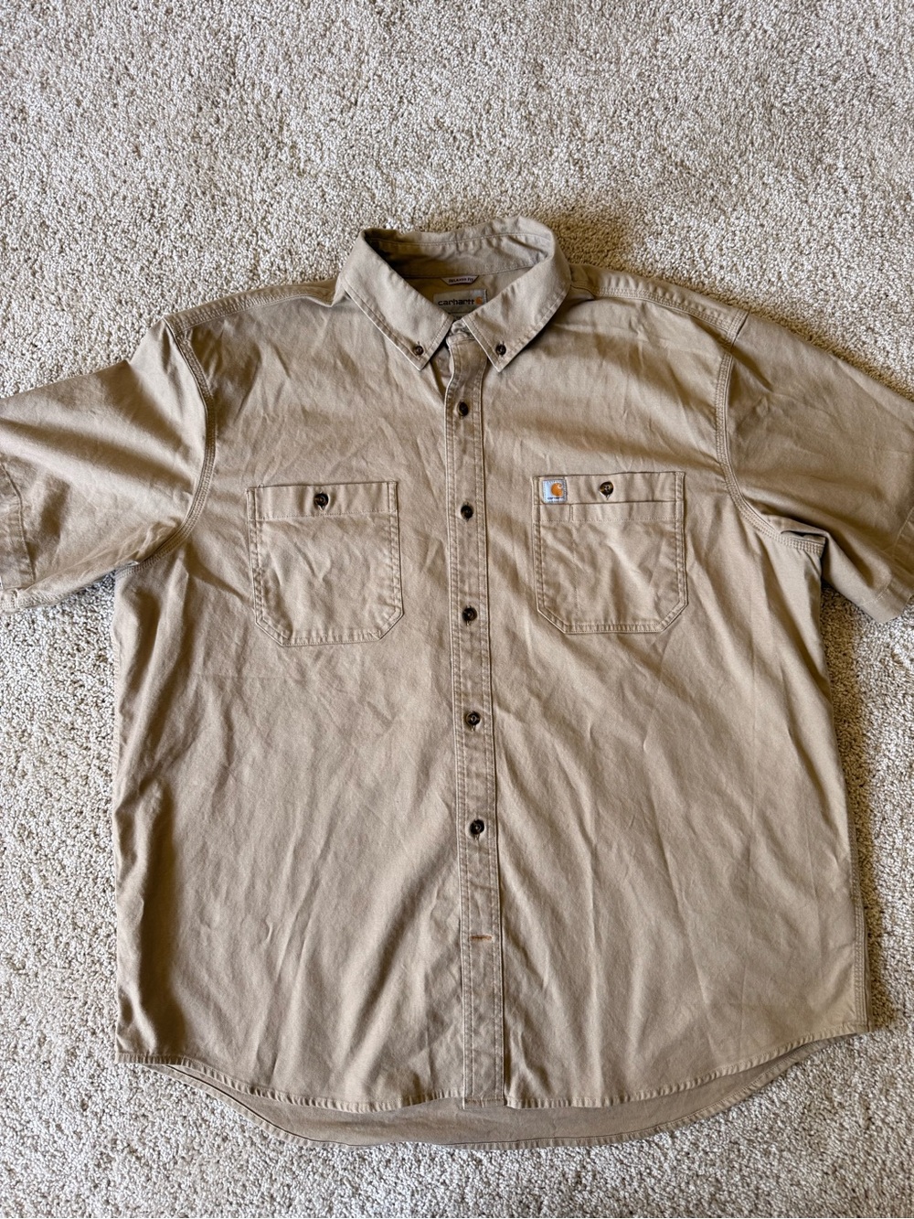 Carhartt Men’s Khaki Button-Down Work Shirt
